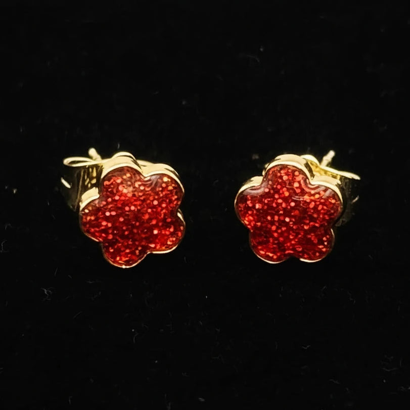 Aritos De Flor Rojos