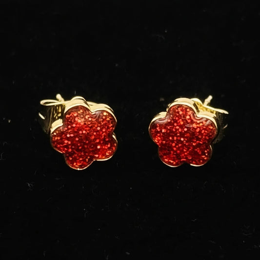 Aritos De Flor Rojos